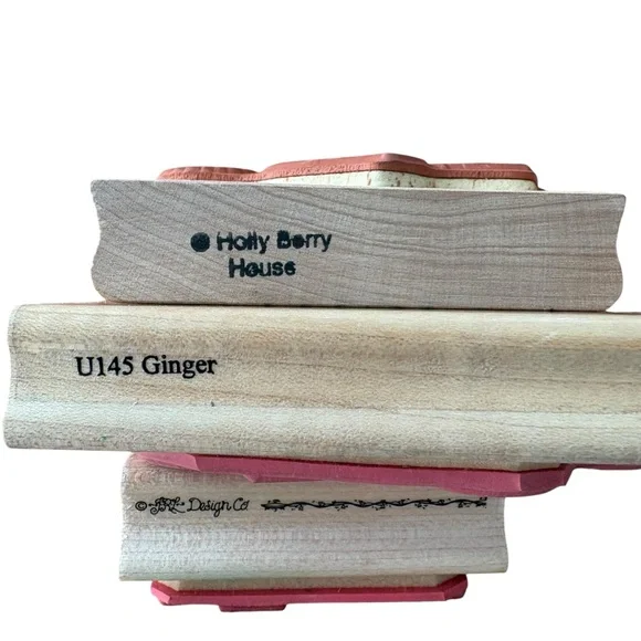 Lot of 5 Vintage Christmas Wood Mount Rubber Stamps Jumbo 1990s Bundle of 5 - Picture 10 of 10